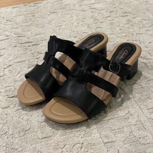 Clarks Black and Tan Women's Mules